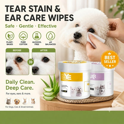 Natural Plant-Based Cleaning Wipes for Pet Eyes and Ears