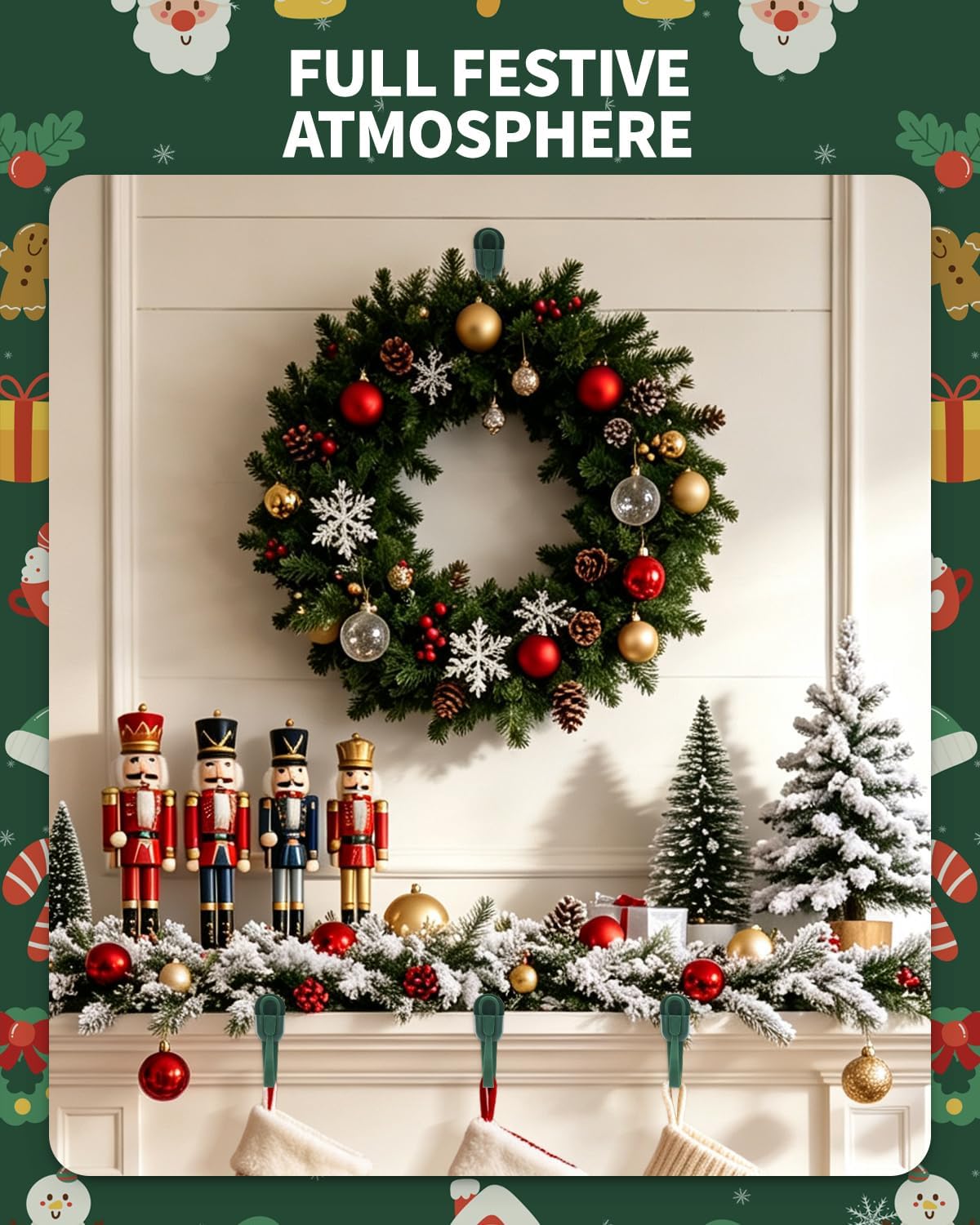 🎄 Christmas Wreath Hanger ✨ No-Drill Garland Hooks for Easy Holiday Decorating