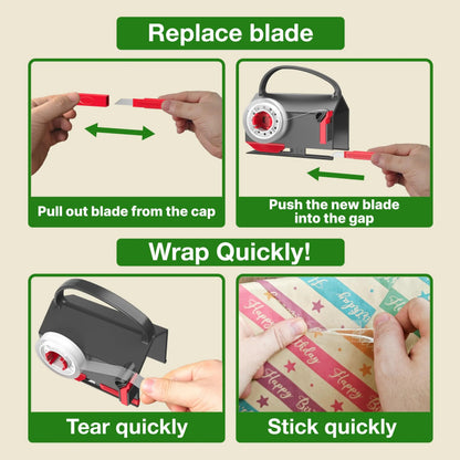 2-Pack Dual-Use Wrapping Paper Cutter & Tape Dispenser Kit