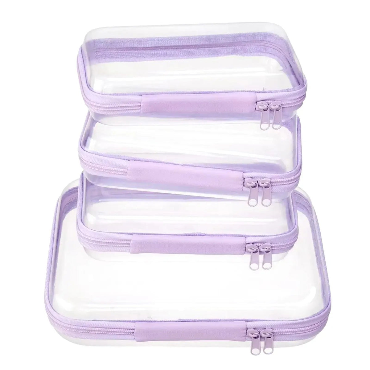 🌟Clear Organizer Storage Box 🌟4PCS Clear Hard Zipper Case PVC Plastic Clear Storage Containers