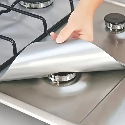 🍳 4-Pack Reusable Non-Stick Gas Stove Burner Liners