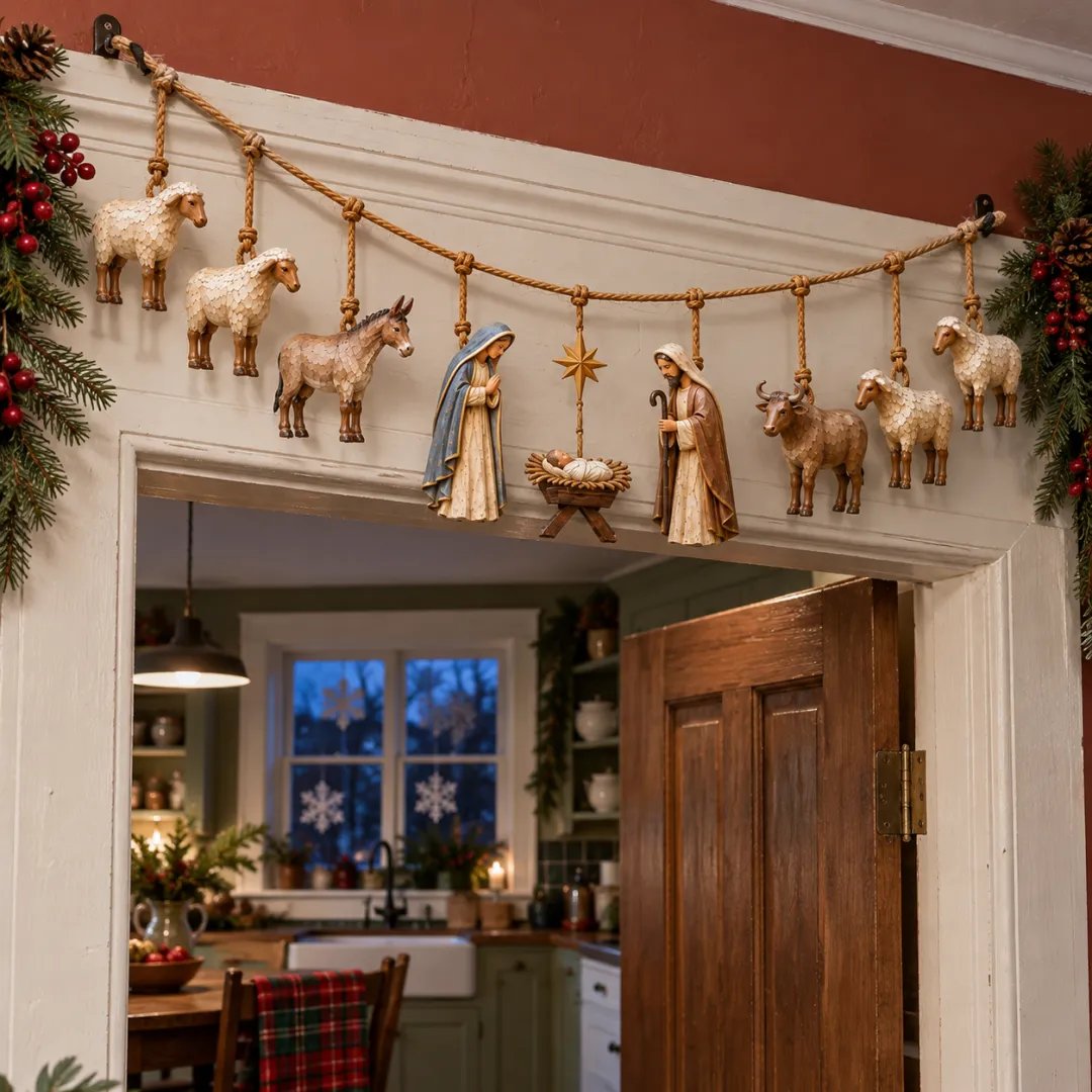✝️🎄Handcrafted Wooden Nativity Garland✝️🎄
