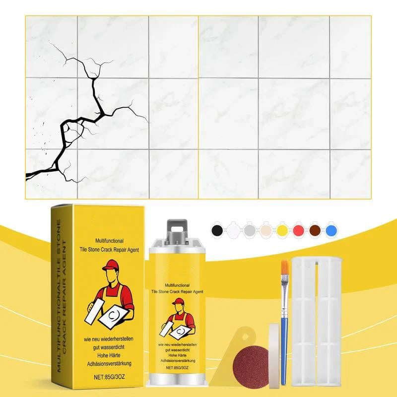 🔧Quick-Drying Tile Repair Glue - Complete Tool Kit for DIY – Fix Cracks Permanently in Minutes!✨