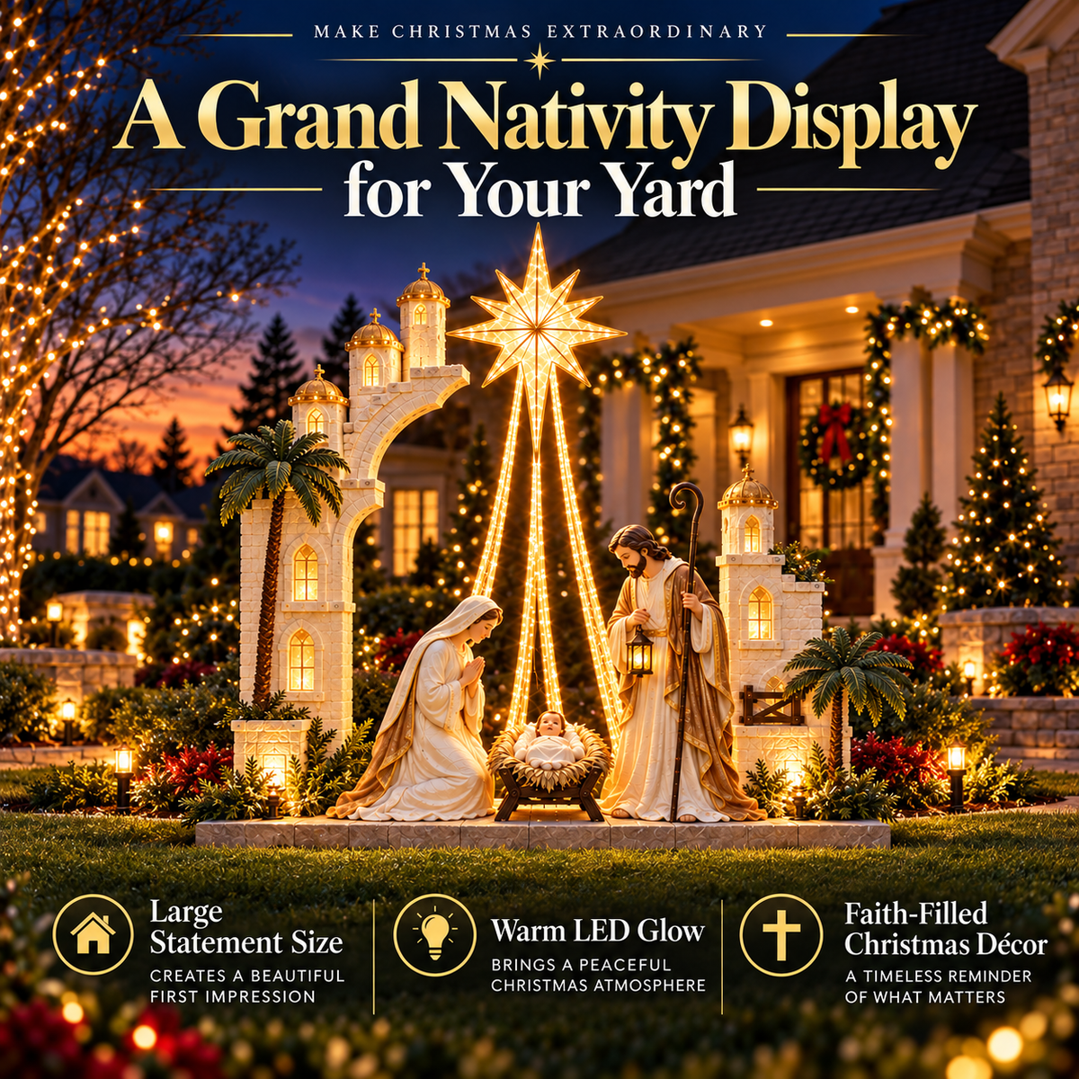 🌟 Magical Light-Up Nativity Scene 🎄 Holy Family Christmas Yard Decoration ✨