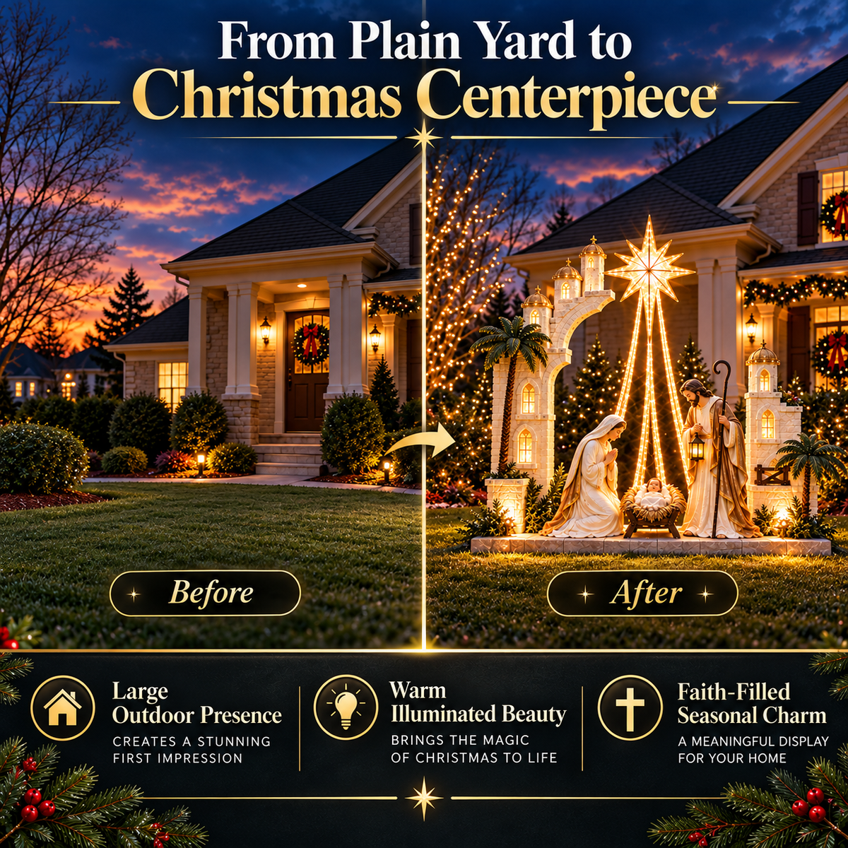 🌟 Magical Light-Up Nativity Scene 🎄 Holy Family Christmas Yard Decoration ✨