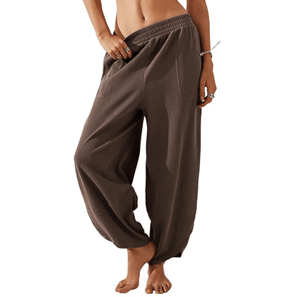 Womens Baggy Wide Leg Pants Casual Elastic Waisted Palazzo Harem Pants with Pockets