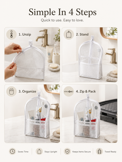 Self Standing Travel Toiletry Pouch