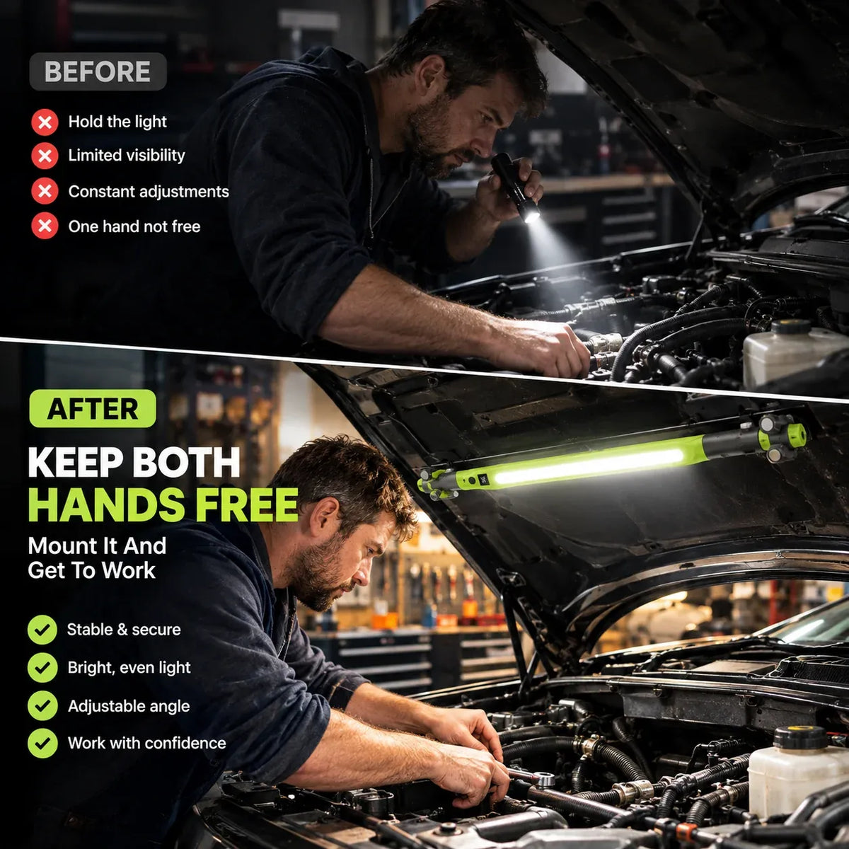 🔦 Rechargeable  Work Light | Magnetic 360° Garage Repair Lamp