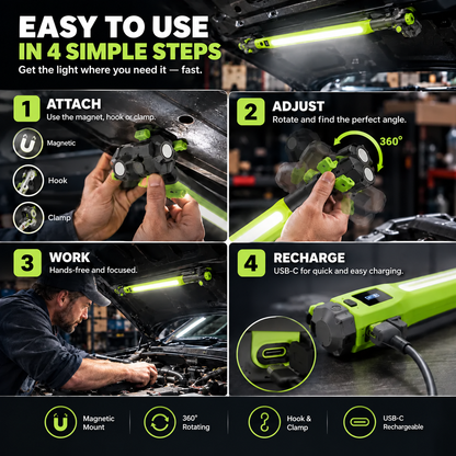🔦 Rechargeable  Work Light | Magnetic 360° Garage Repair Lamp