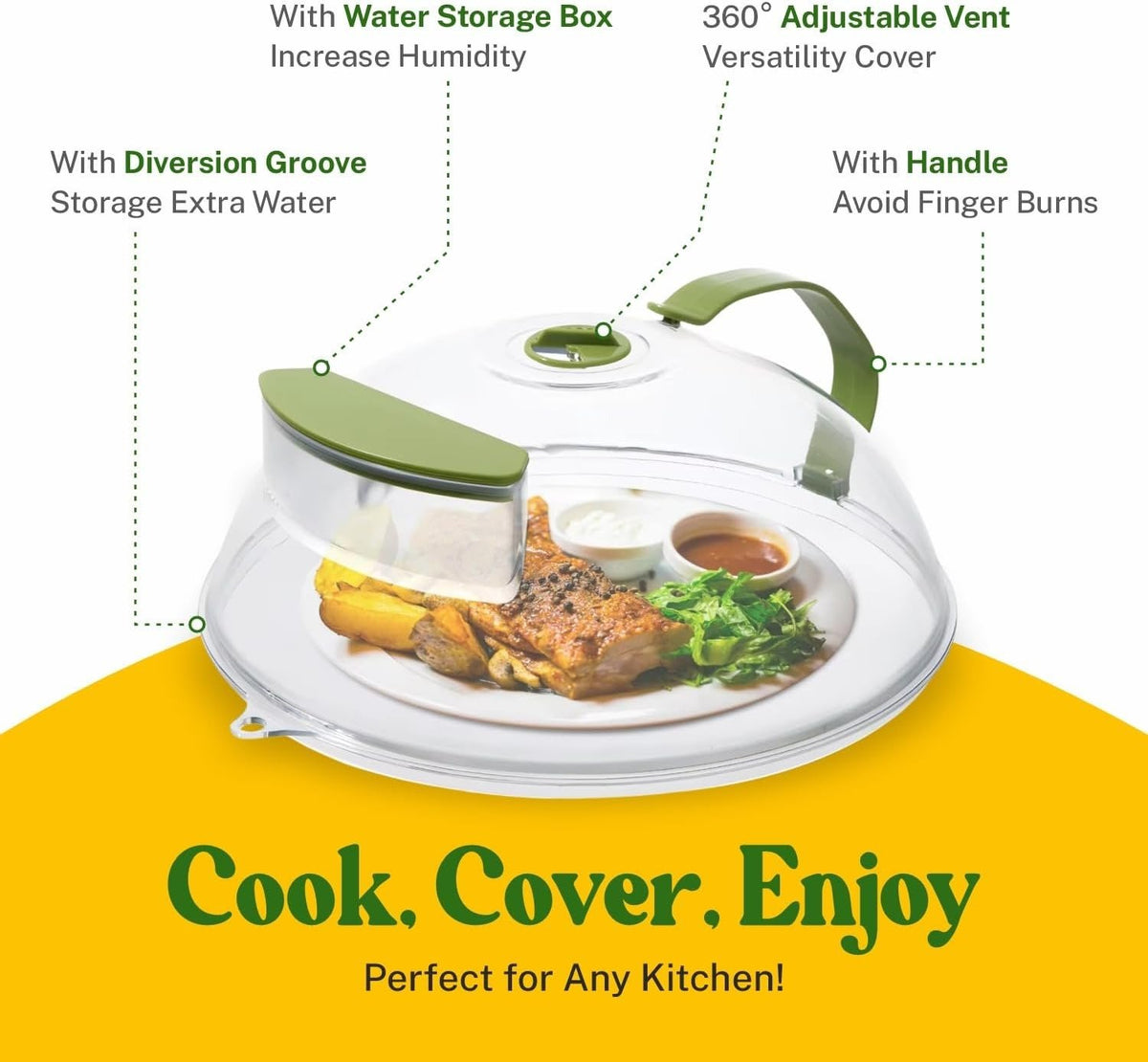 🍽️ Microwave Food Cover with Built-In Steamer 🔥