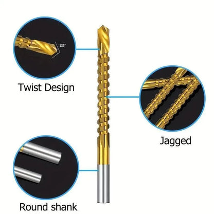 🛠️ 6-Piece Serrated Side-Cutting Drill Bit Set – Drill, Slot, Shape & Enlarge Holes