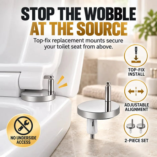 🔩 2-Pack Top-Fix Toilet Seat Hinge Bolts – Adjustable Anti-Wobble Replacement Kit