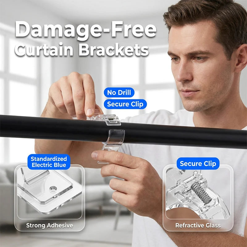 🔥4pcs Heavy-duty Self-adhesive Rod Support Brackets