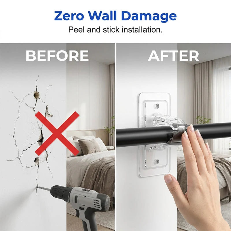🔥4pcs Heavy-duty Self-adhesive Rod Support Brackets