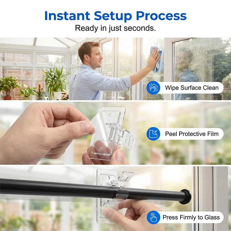 🔥4pcs Heavy-duty Self-adhesive Rod Support Brackets
