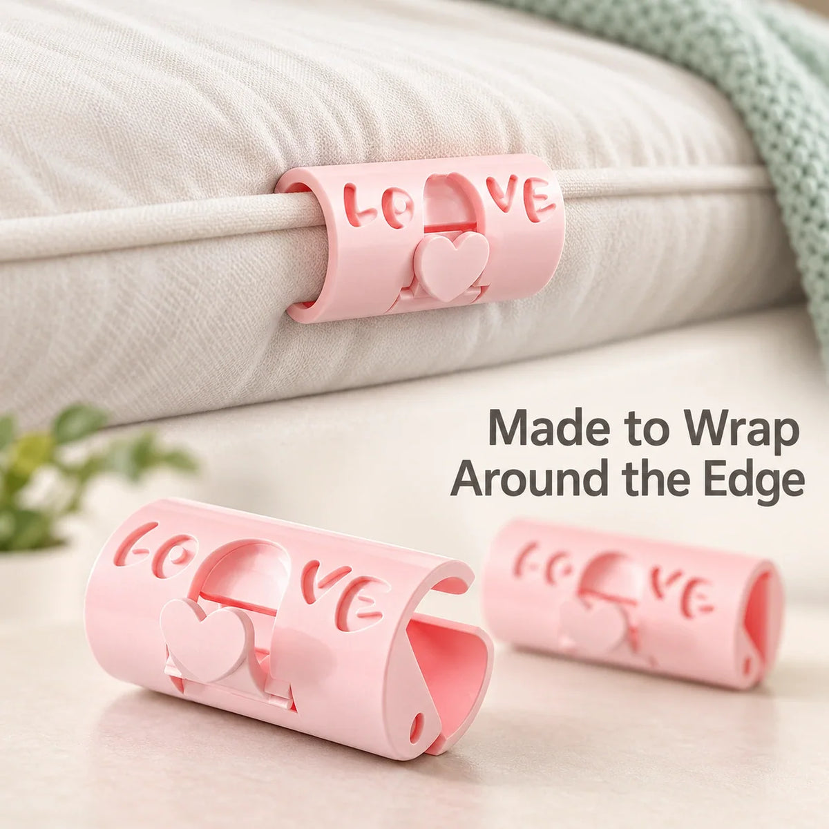 Adjustable Bed Sheet Clips — Heart-Lock Grippers to Help Keep Sheets in Place