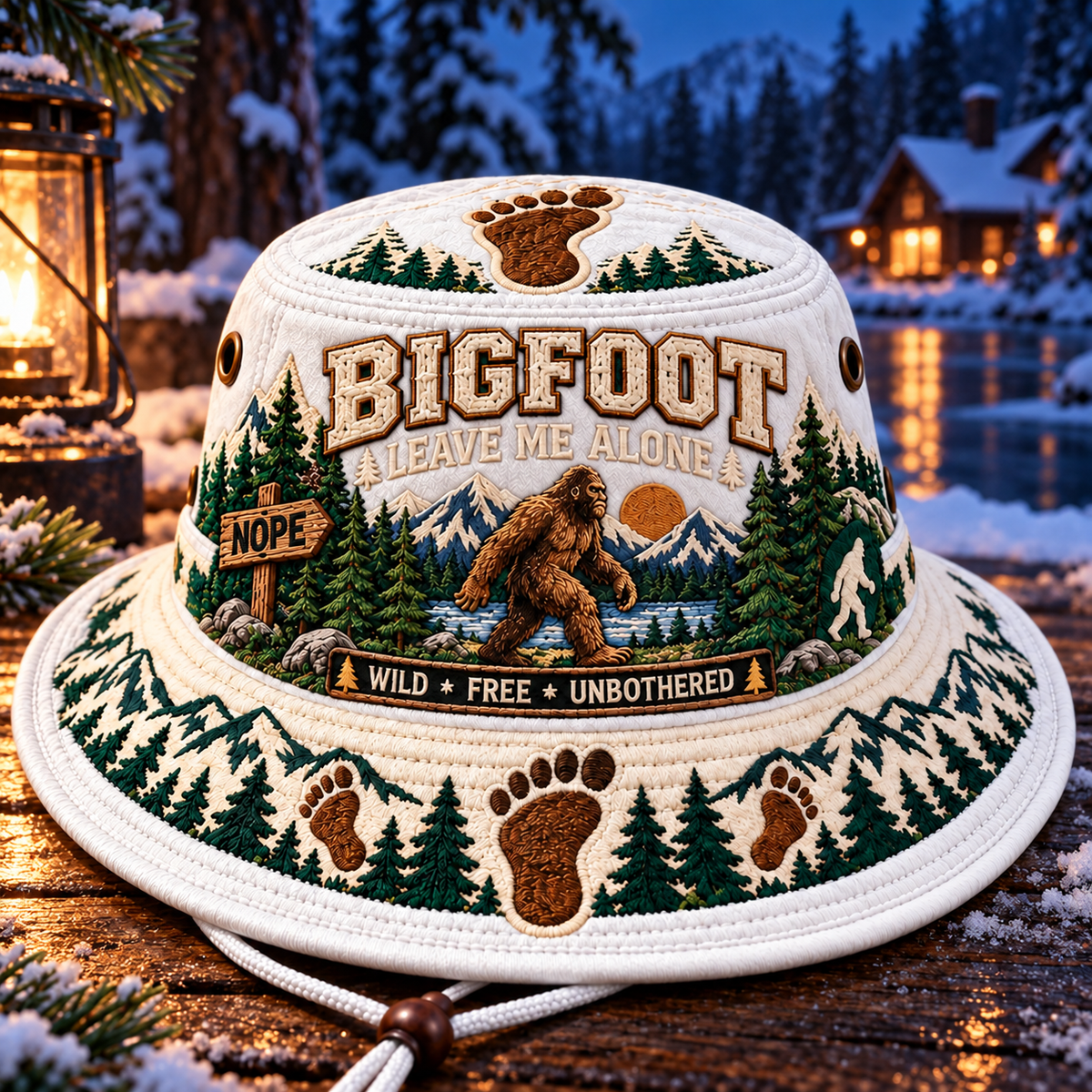 Bigfoot “Leave Me Alone” Embroidered Boonie Hat