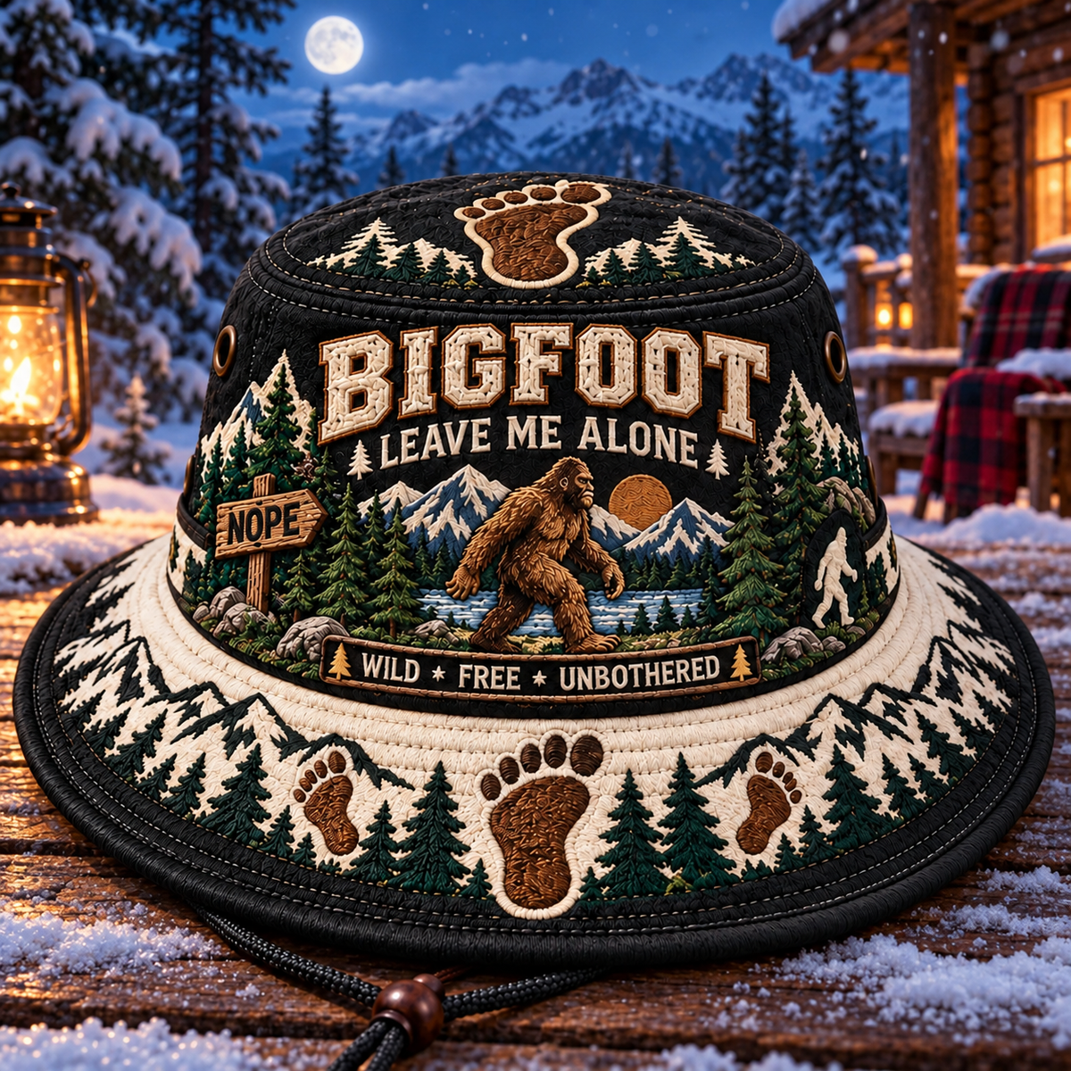 Bigfoot “Leave Me Alone” Embroidered Boonie Hat