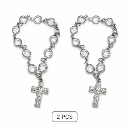 Crystal Bead Cross Car Charm