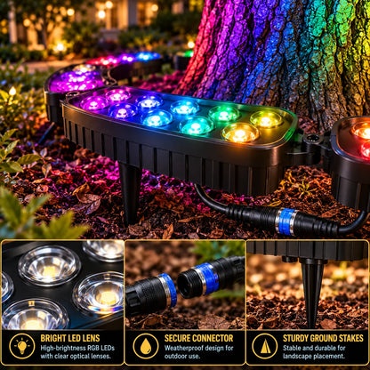 🎄 Make Every Tree Glow for Christmas – Solar RGB Landscape Ring Light💜💙💚