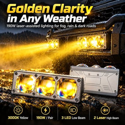 3000K Yellow Laser Headlights | 190W Bi-Laser Matrix 🔦