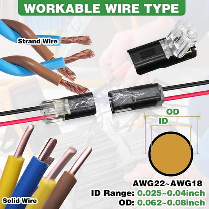 🔌Solderless Wire Connector – Compact Plug for LED Strips & 18–22 AWG Cables