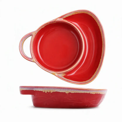 Keep Dips Crisp Instantly! Retro Ceramic Divided Baking Dish