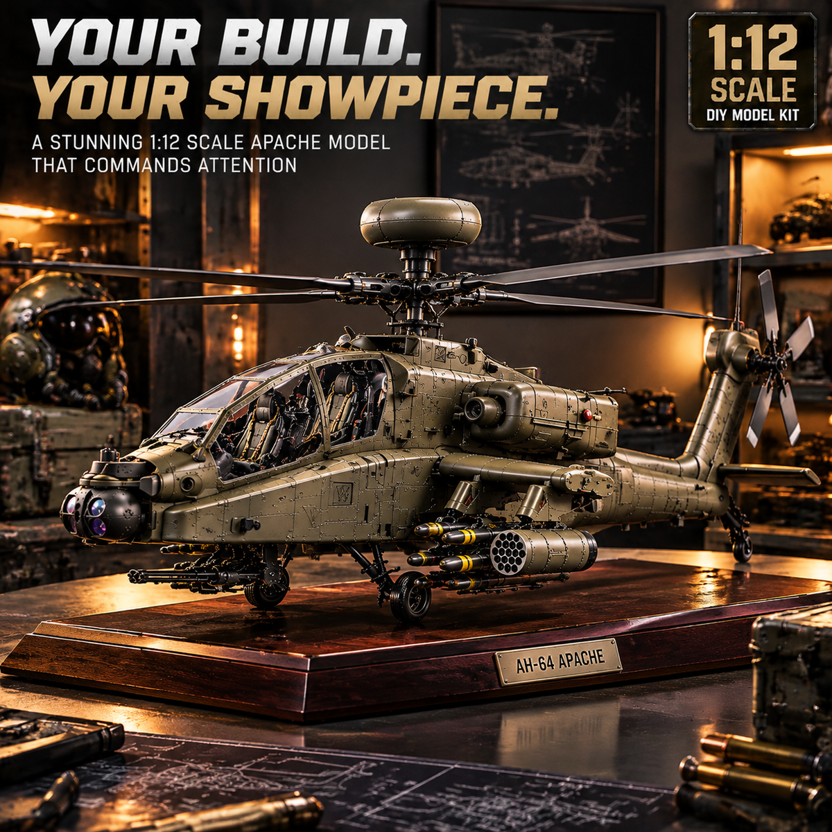 🔥 FLASH SALE 49% OFF 🚁 Apache Attack Helicopter Model Kit ✨ Build Your Own Military Legend!