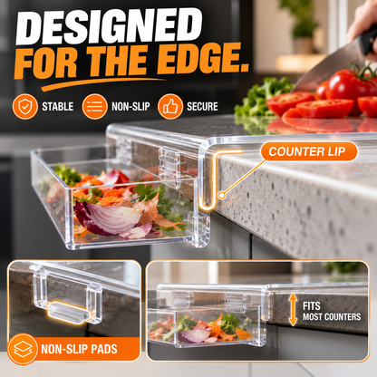 🔪 Acrylic Cutting Board✨ Built-In Waste Container & Counter Lip