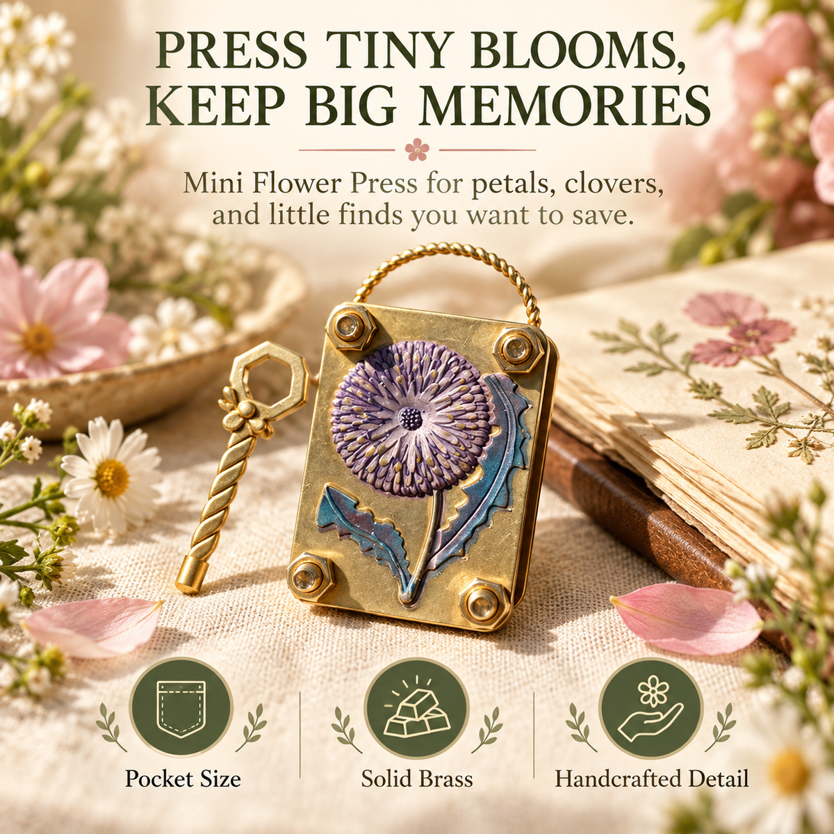 🌼 Mini Flower Press Keepsake for Tiny Blooms & Petals