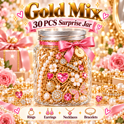 30-Piece Mystery Jewelry Jar – Surprise Rings, Earrings, Necklaces & Bracelets | 4 Style Themes