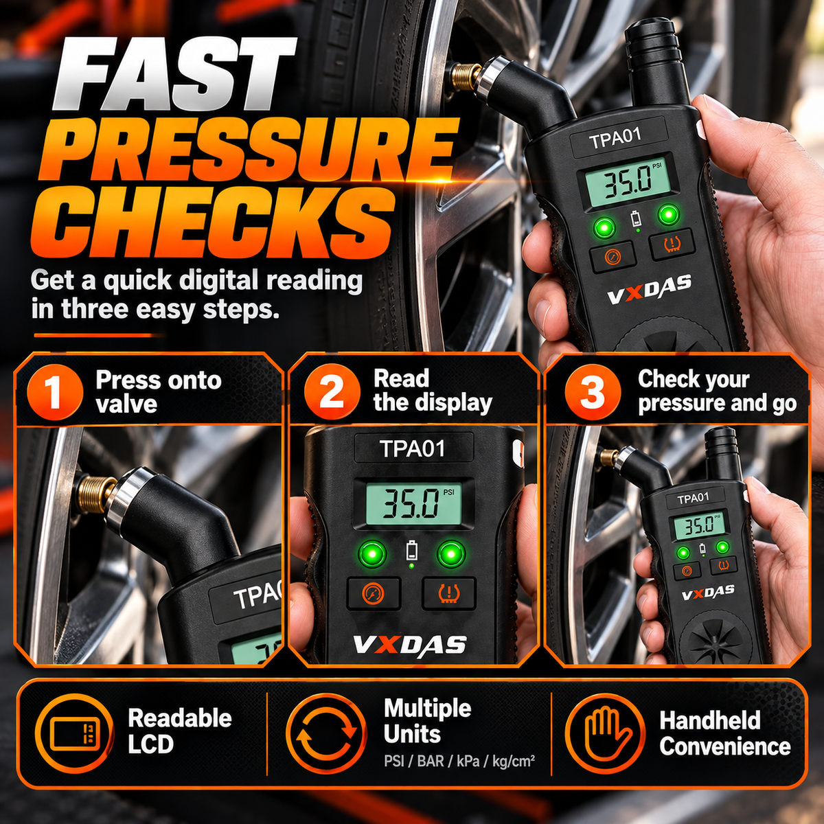 🔧2-in-1 TPMS Relearn Tool with Digital Tire Pressure Check