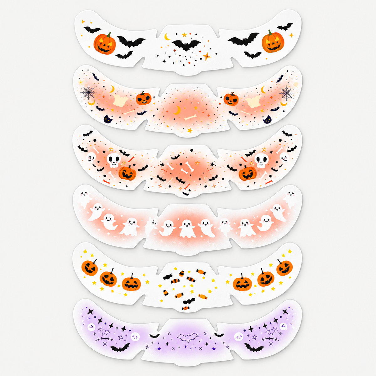 🕷️ 6-Pack Halloween Temporary Freckles & Bat Face Decals