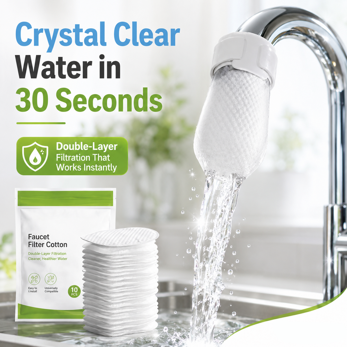Anti-Splash Kitchen Faucet Filter for Sediment & Rust Removal