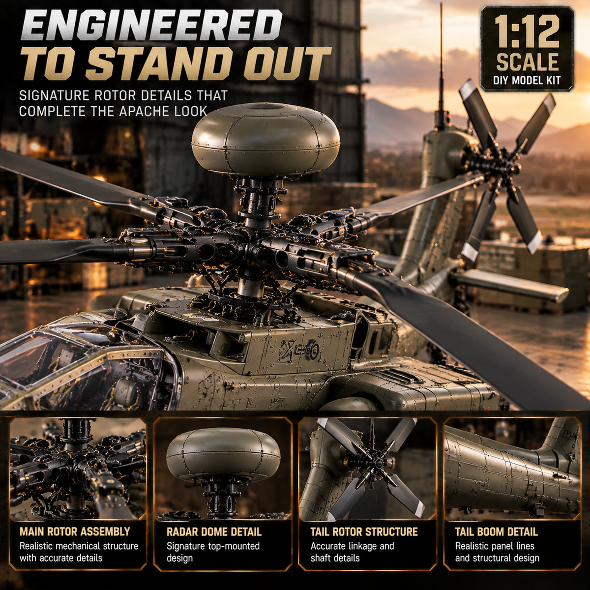 🔥 FLASH SALE 49% OFF 🚁 Apache Attack Helicopter Model Kit ✨ Build Your Own Military Legend!