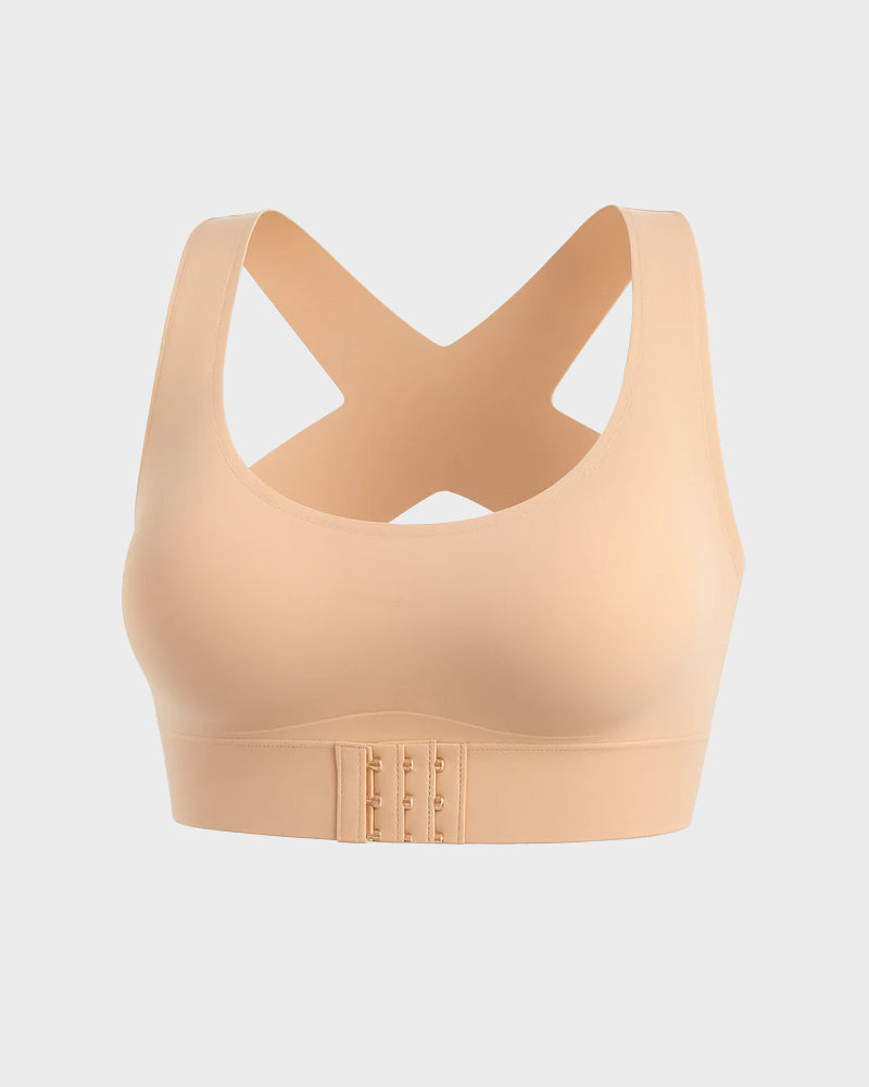 ✨50% OFF NOW! 👙 Front Closure Cross-Back Wireless Posture Bra – Ultra Push-Up, All-Day Comfort & Natural Lift for a Slimmer, Taller Silhouette 💖