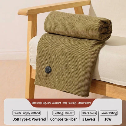 🔥 Last Day 52% Off!🔥Portable USB Electric Heated Blanket Perfect for Outdoors or the Office. Use as a Single-Person Throw, Wrap, or Lap Blanket.