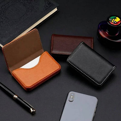 💼 PU Leather Business Card Holder – Slim Magnetic Name Card Case