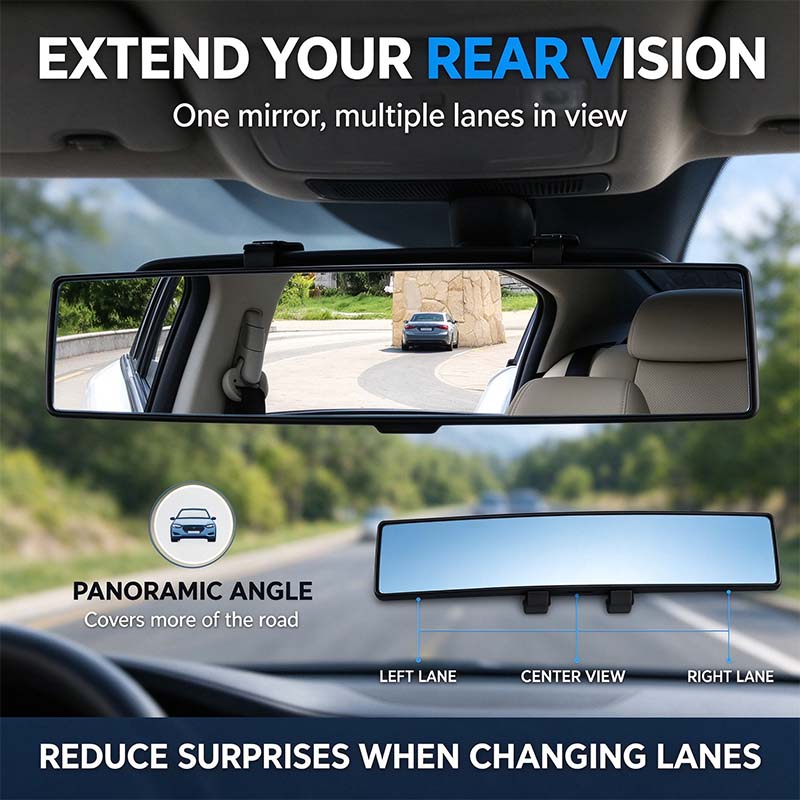 HD Convex PanoramicRearview Mirror, Clip-OnCar Interior Mirro