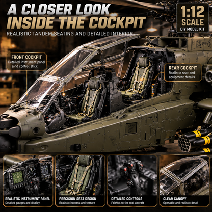 🔥 FLASH SALE 49% OFF 🚁 Apache Attack Helicopter Model Kit ✨ Build Your Own Military Legend!