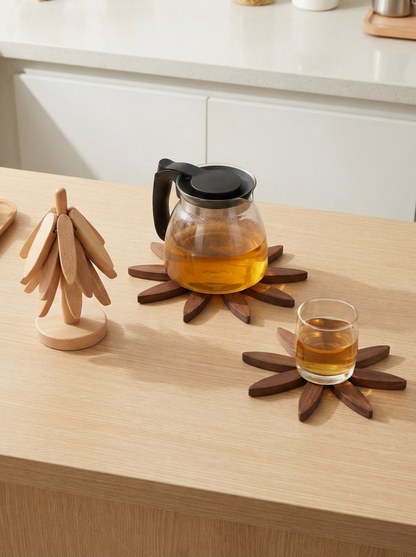🌳Wooden Tree Trivet & Coaster Set - Like a Christmas Tree