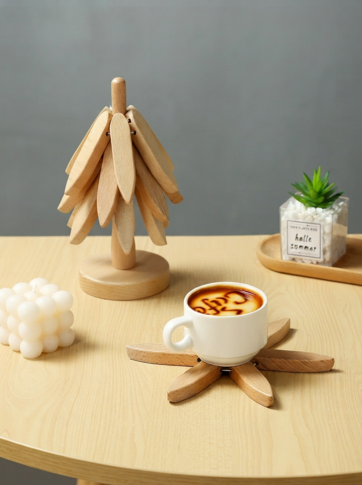 🌳Wooden Tree Trivet & Coaster Set - Like a Christmas Tree