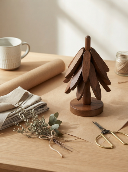 🌳Wooden Tree Trivet & Coaster Set - Like a Christmas Tree
