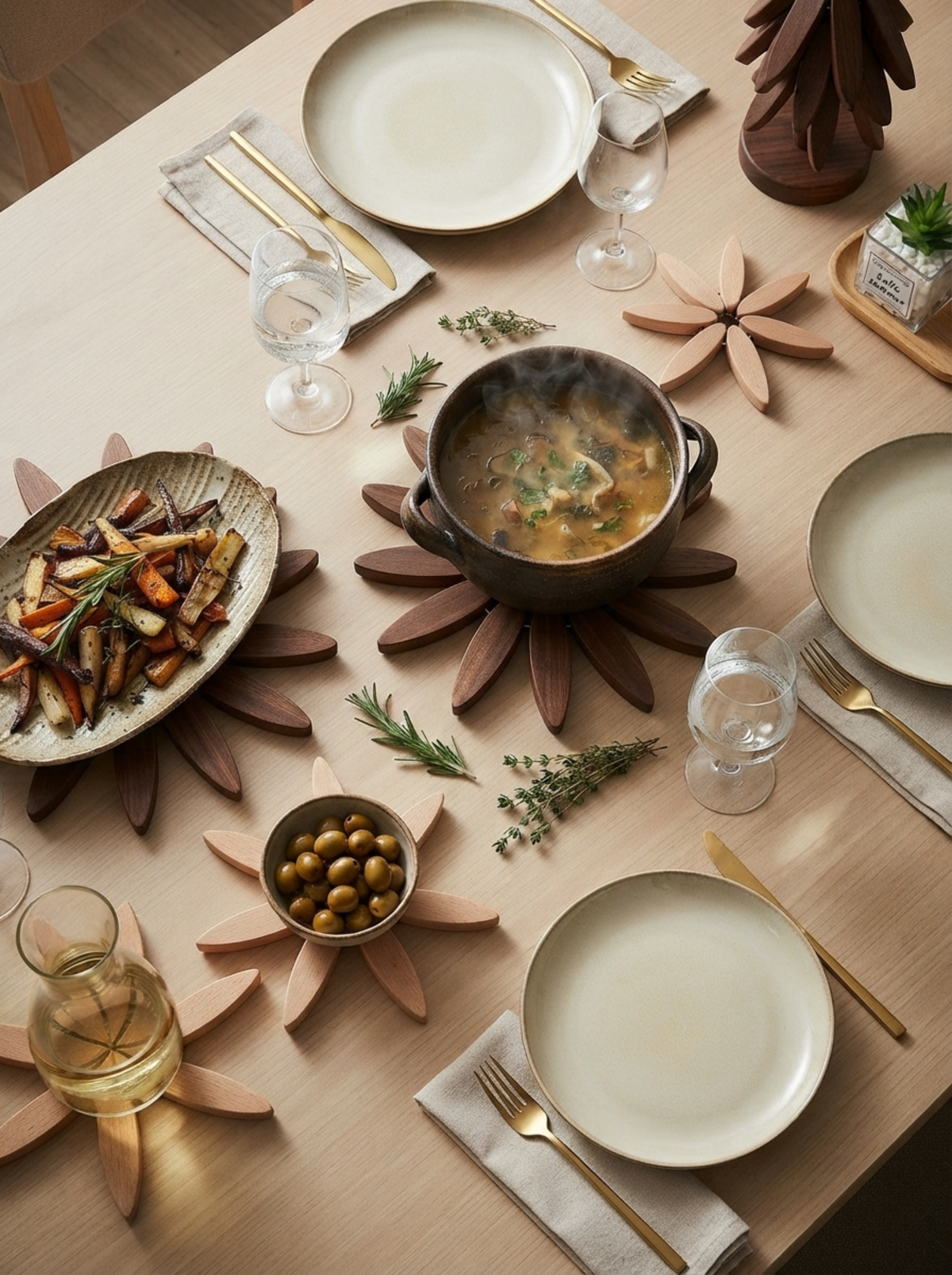 🌳Wooden Tree Trivet & Coaster Set - Like a Christmas Tree