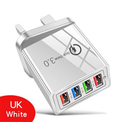 Four-Port Travel Charger for Extended Phone Battery Life