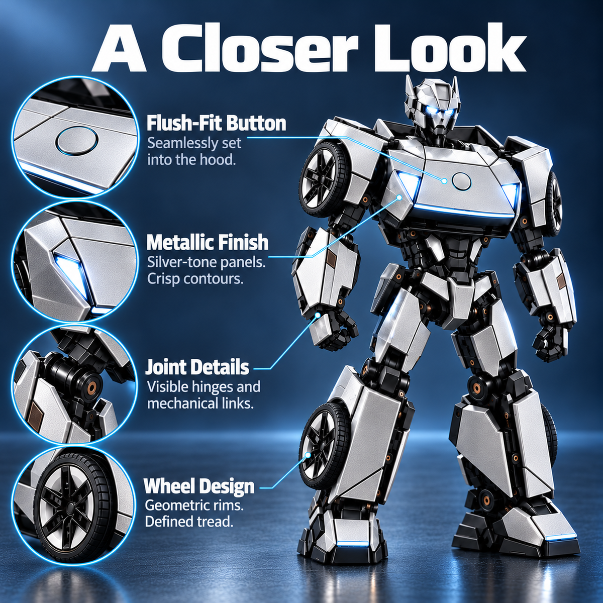 🏎️🤖 2-in-1 Transforming Silver Sports Car Robot Toy ⚡