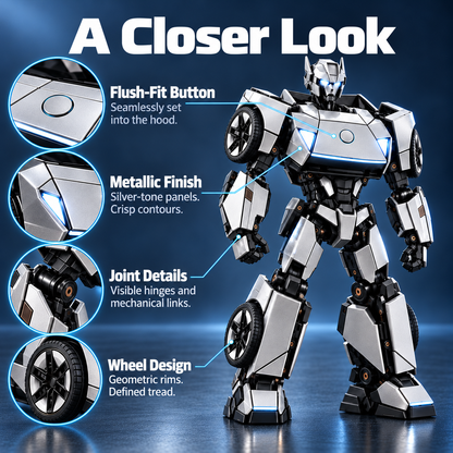 🏎️🤖 2-in-1 Transforming Silver Sports Car Robot Toy ⚡