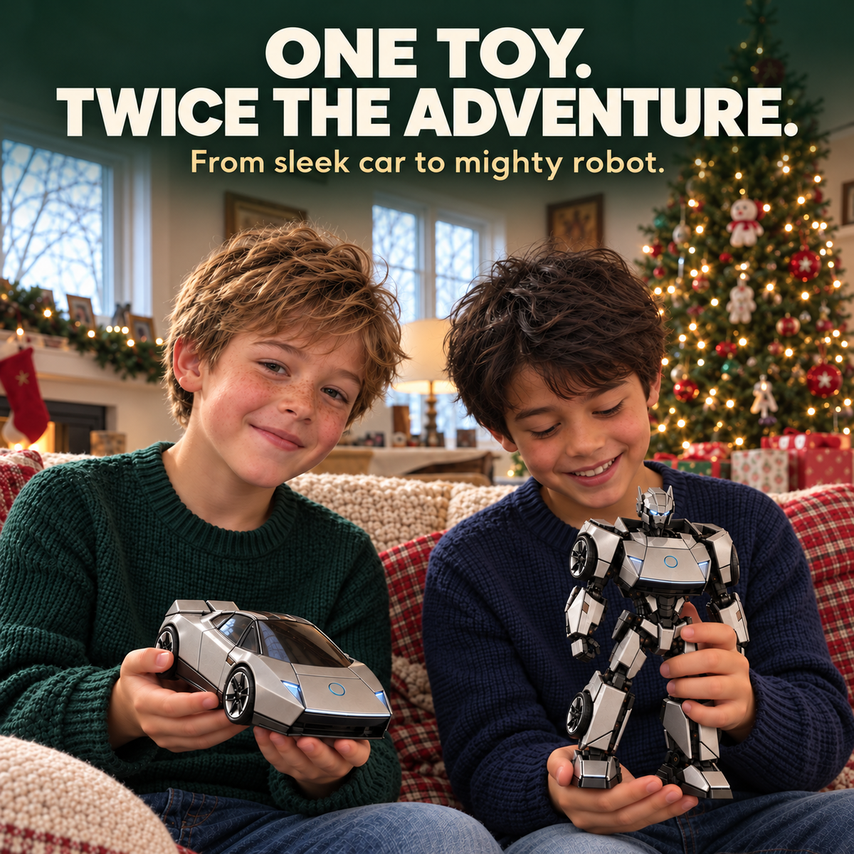 🏎️🤖 2-in-1 Transforming Silver Sports Car Robot Toy ⚡