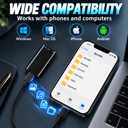 Mini Magnetic Voice Recorder One-Touch Recording🌟
