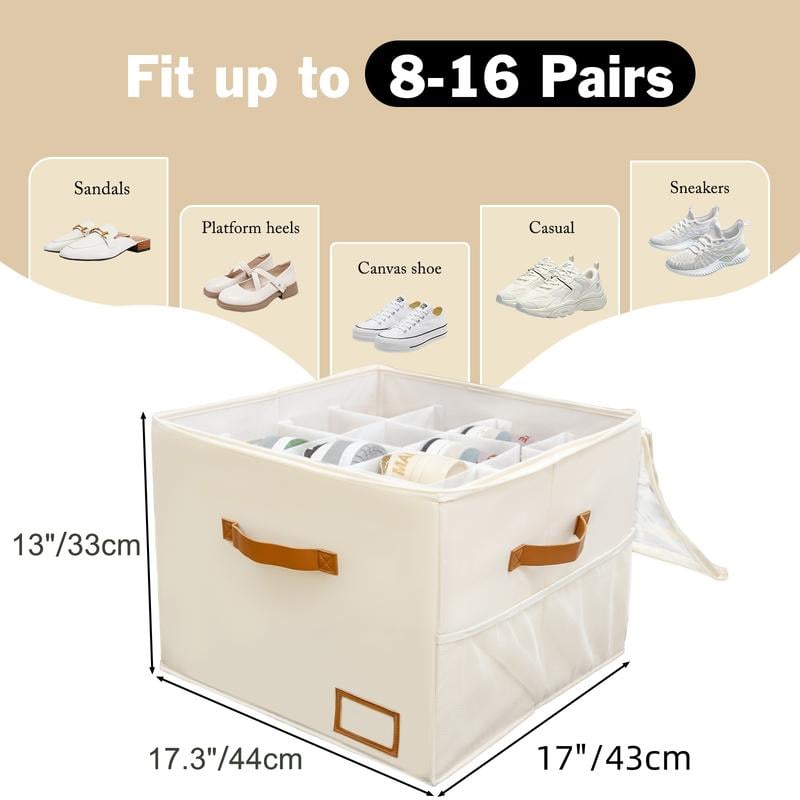 👟Shoe Organizer for Closet, Fabric Shoe Storage Boxes with Clear Cover, Storage, Foldable Space-saving Storage Container Bins🔥